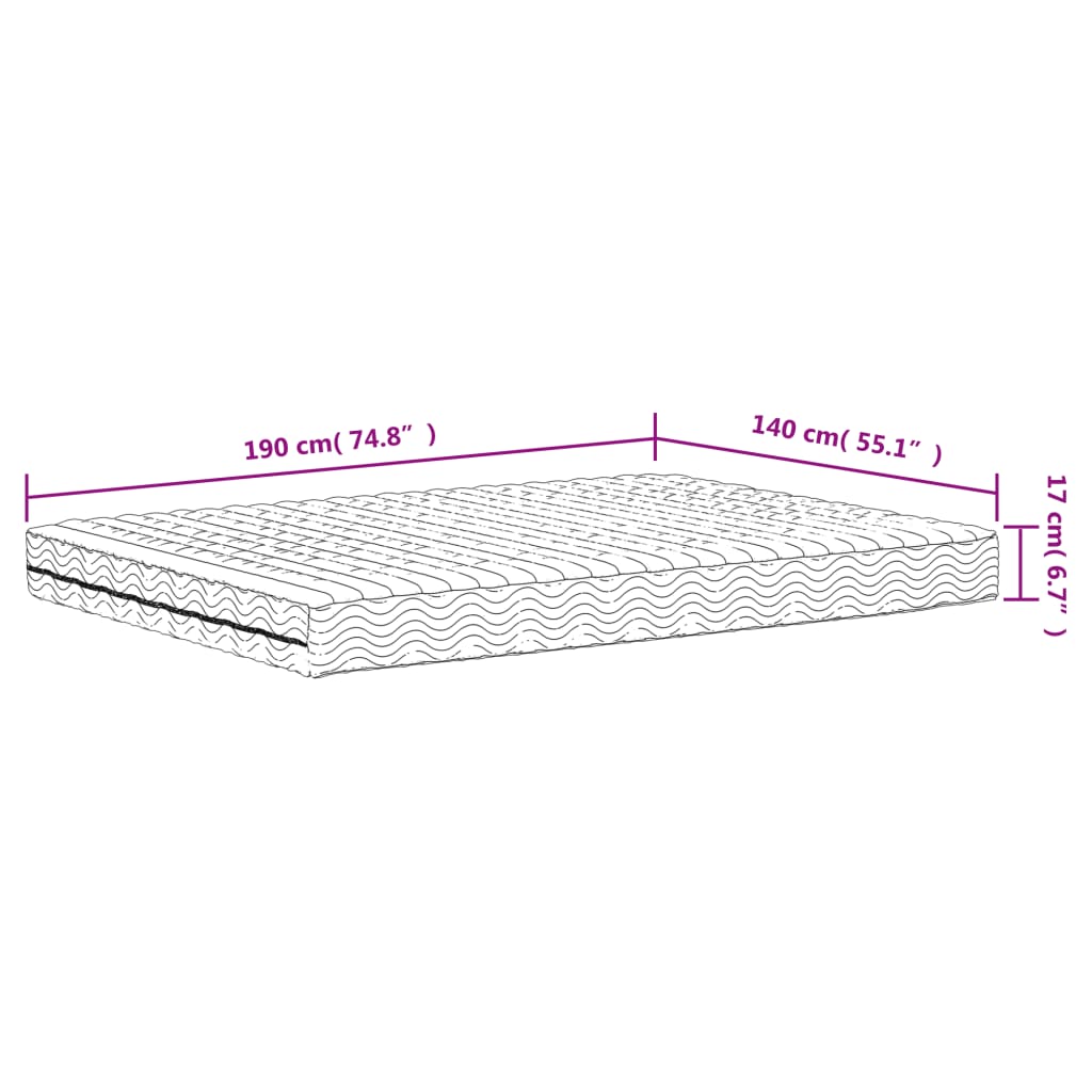 Matelas en mousse blanc 140x190 cm dureté H2 H3