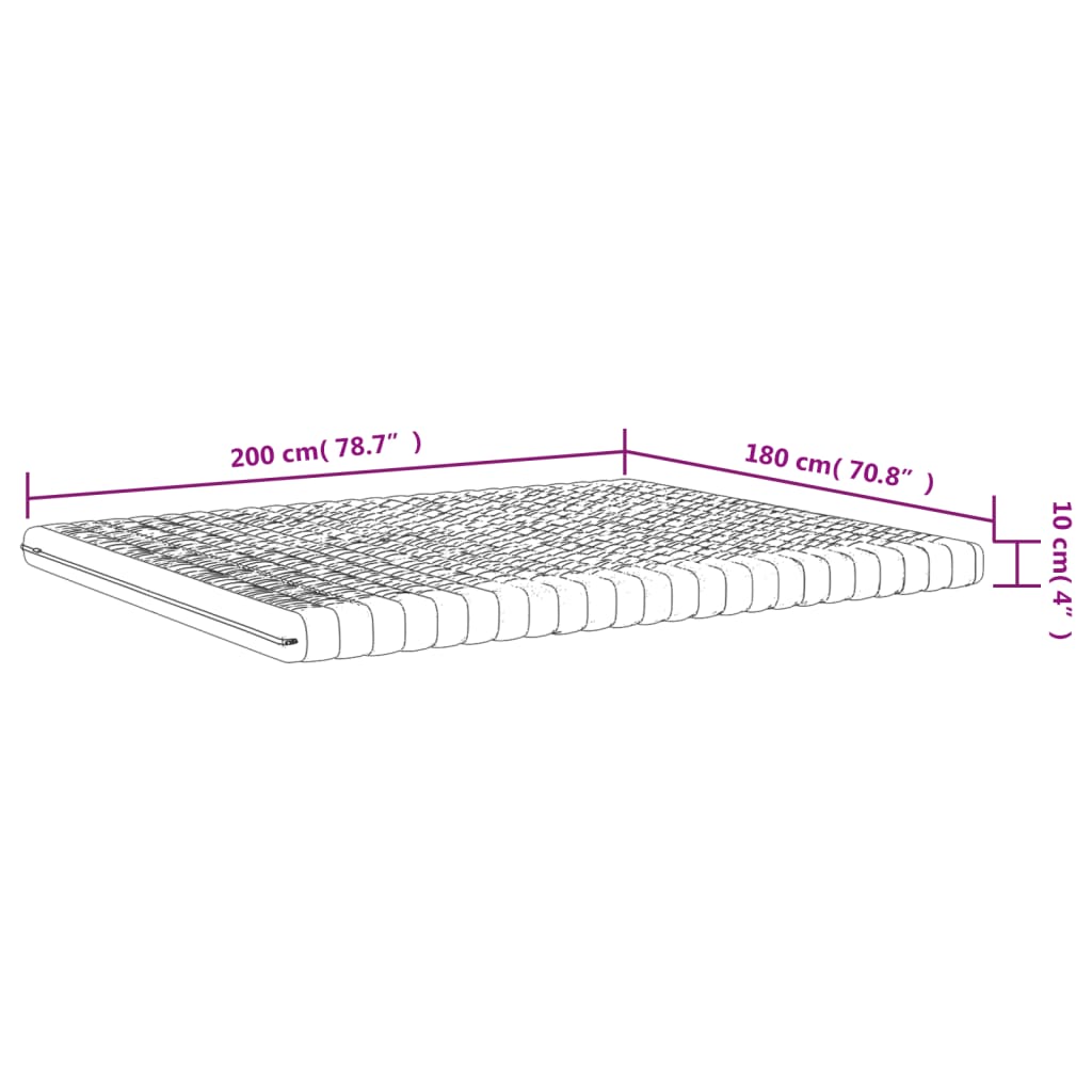 Matelas en mousse blanc 180x200 cm 7 zones dureté 20 ILD