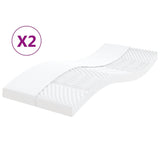 Foam mattress 2 pcs white 90x200 cm 7 zones hardness 20 ILD