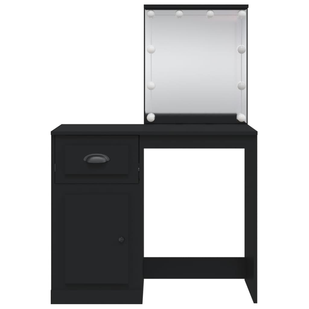 Dressing table with LED lights black 90x42x132.5cm