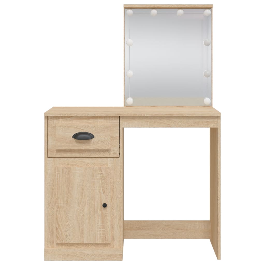 Coiffeuse avec lumières LED chêne sonoma 90x42x132,5 cm