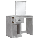 Dressing table with LED lights concrete gray 90x42x132.5 cm