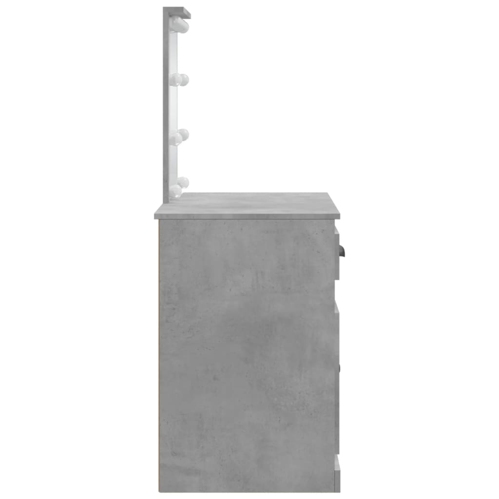 Dressing table with LED lights concrete gray 90x42x132.5 cm