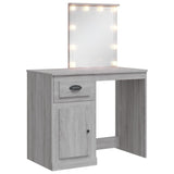 Dressing table with LED lights sonoma gray 90x42x132.5 cm