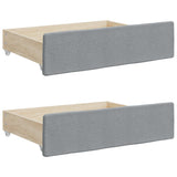 Tiroirs de lit 2 pcs gris clair bois d'ingénierie et tissu