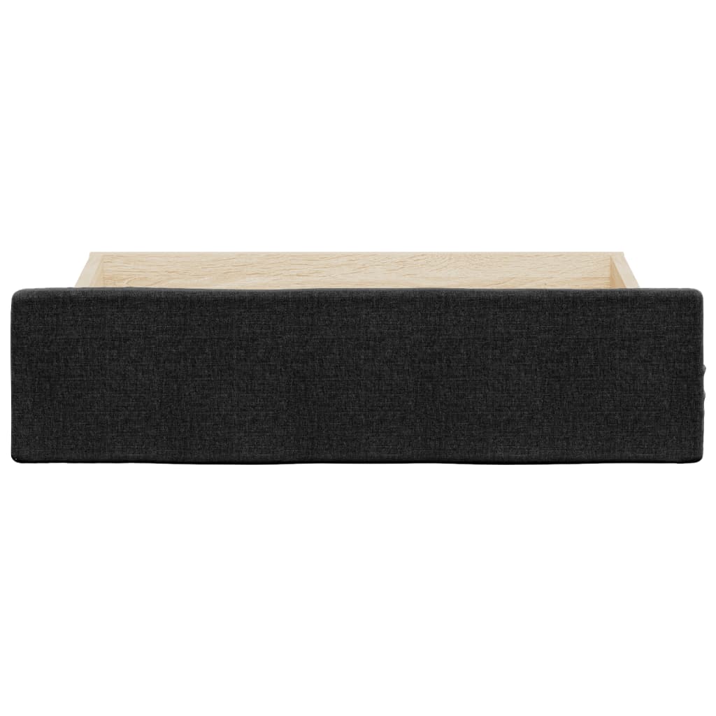 Tiroirs de lit 2 pcs noir bois d'ingénierie et tissu