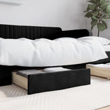 Tiroirs de lit 2 pcs noir bois d'ingénierie et tissu