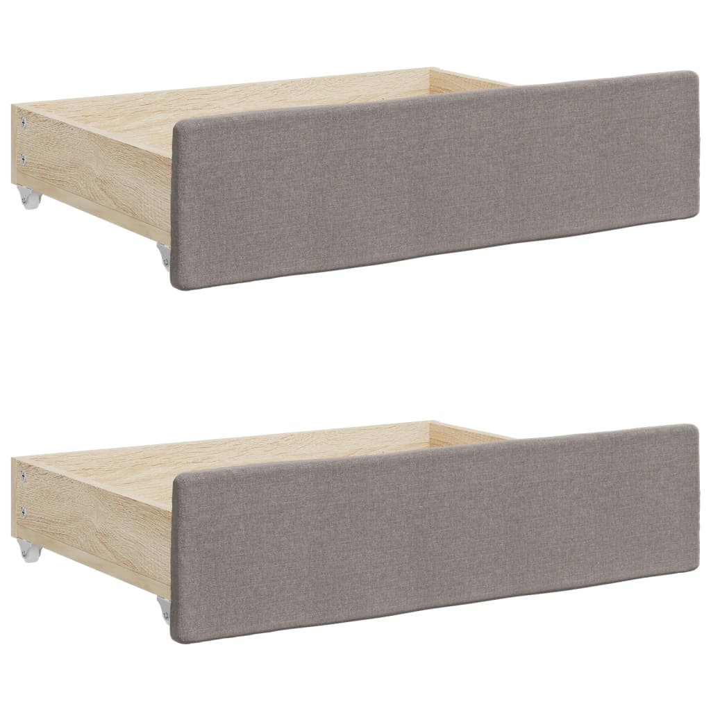 Tiroirs de lit 2 pcs taupe bois d'ingénierie et tissu