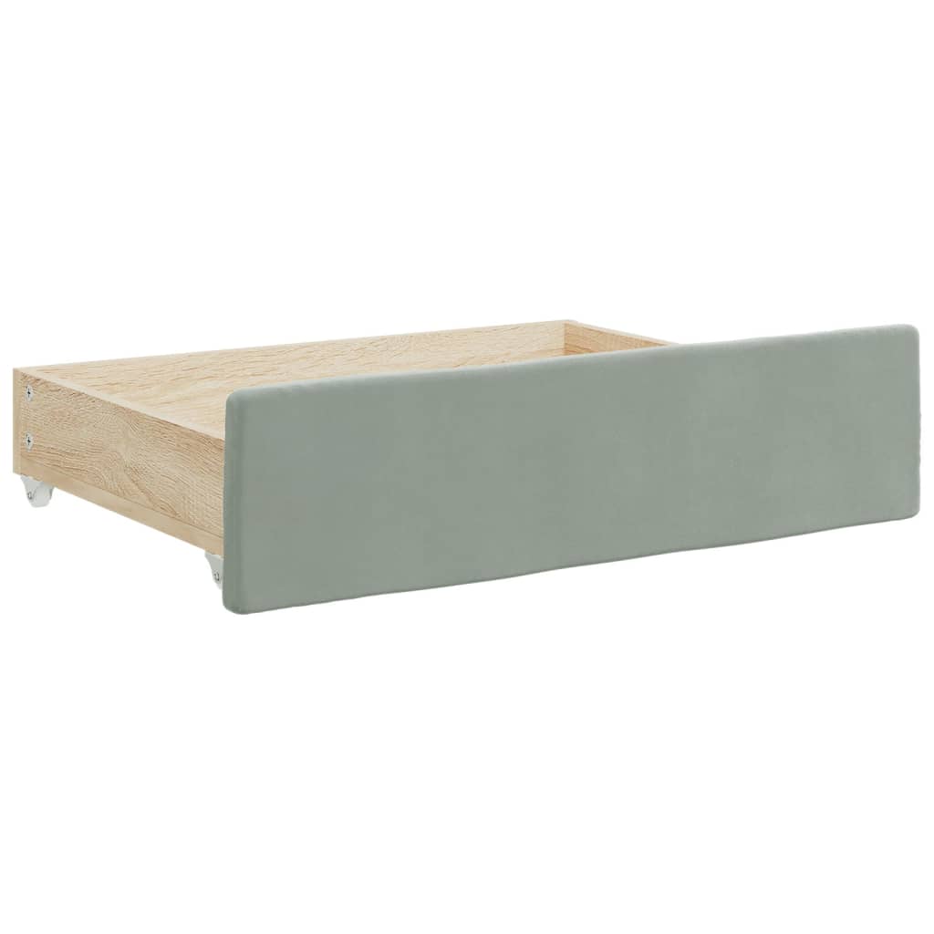 Tiroirs de lit 2 pcs gris clair bois d'ingénierie et velours