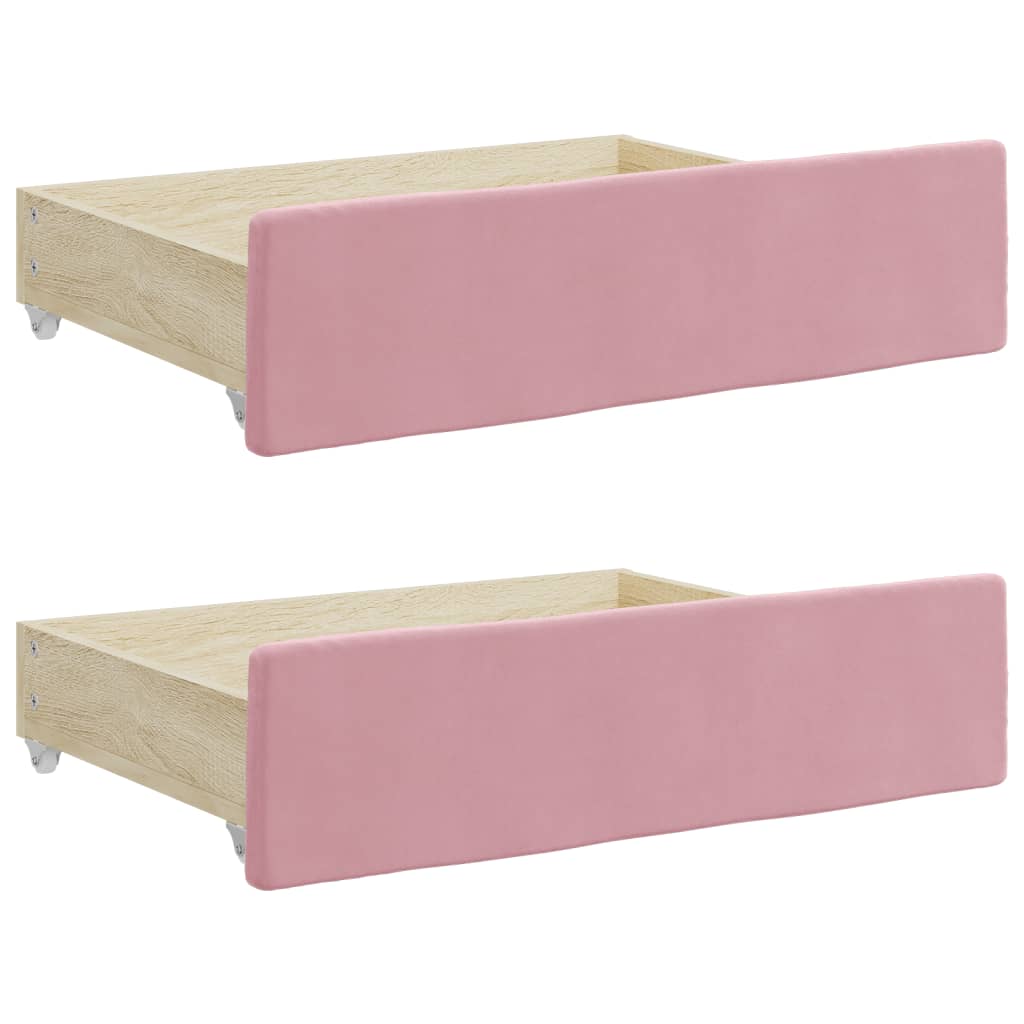 Tiroirs de lit 2 pcs rose bois d'ingénierie et velours