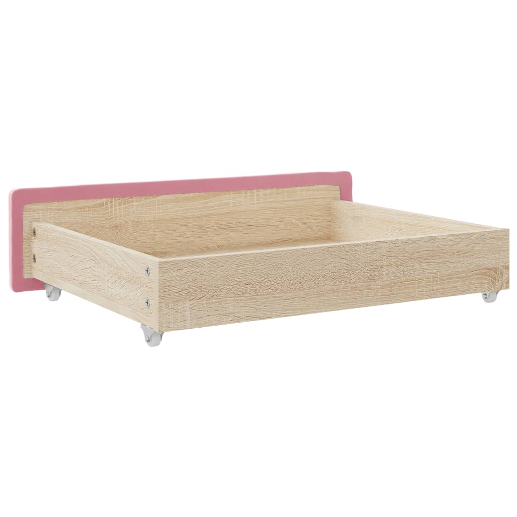 Tiroirs de lit 2 pcs rose bois d'ingénierie et velours