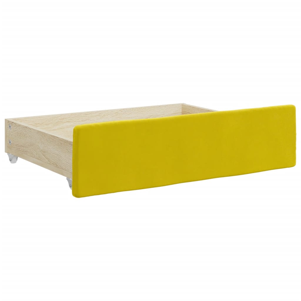 Tiroirs de lit 2 pcs jaune bois d'ingénierie et velours