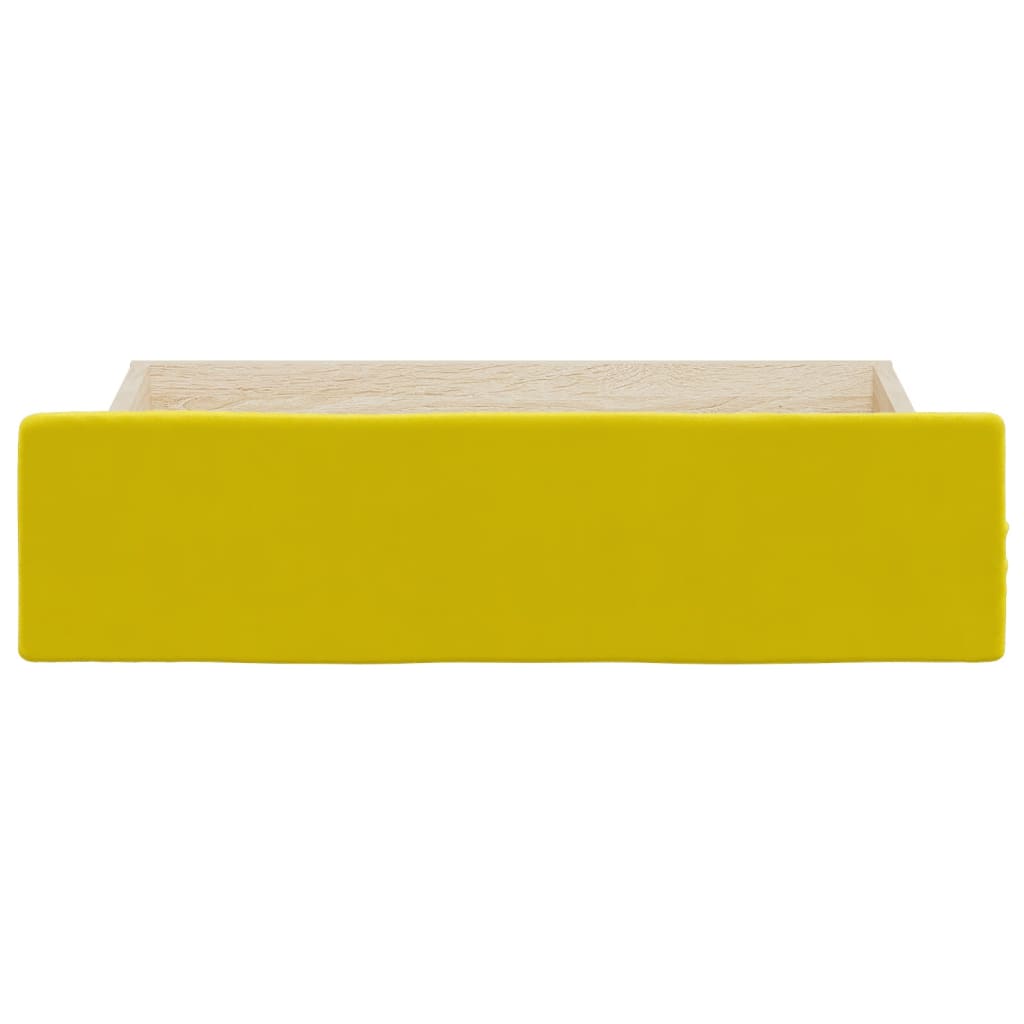 Tiroirs de lit 2 pcs jaune bois d'ingénierie et velours