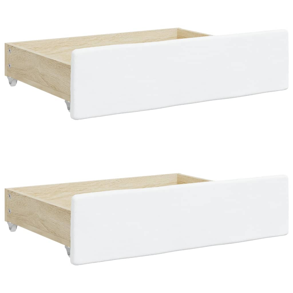 Tiroirs de lit 2 pcs blanc bois d'ingénierie et similicuir