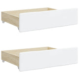 Tiroirs de lit 2 pcs blanc bois d'ingénierie et similicuir