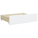 Tiroirs de lit 2 pcs blanc bois d'ingénierie et similicuir