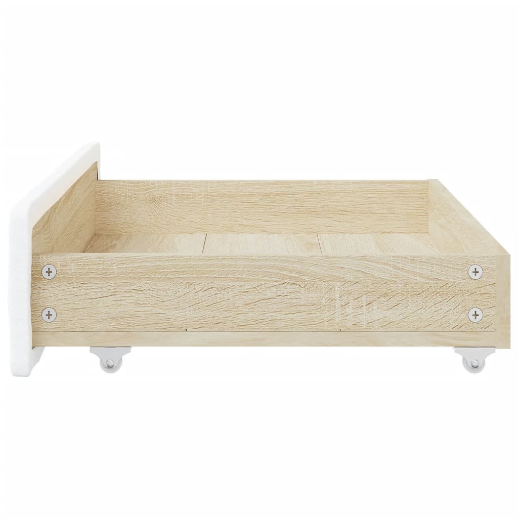 Tiroirs de lit 2 pcs blanc bois d'ingénierie et similicuir