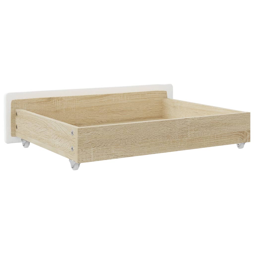 Tiroirs de lit 2 pcs blanc bois d'ingénierie et similicuir