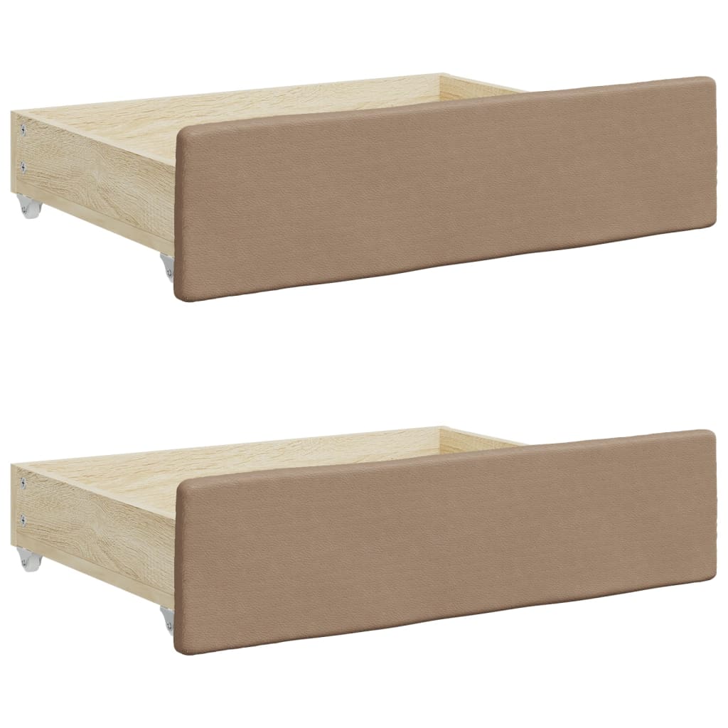 Tiroirs de lit 2 pcs cappuccino bois d'ingénierie et similicuir