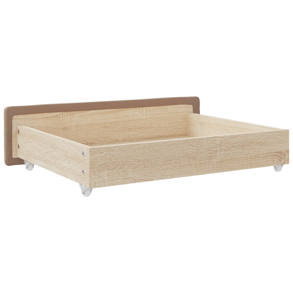 Tiroirs de lit 2 pcs cappuccino bois d'ingénierie et similicuir