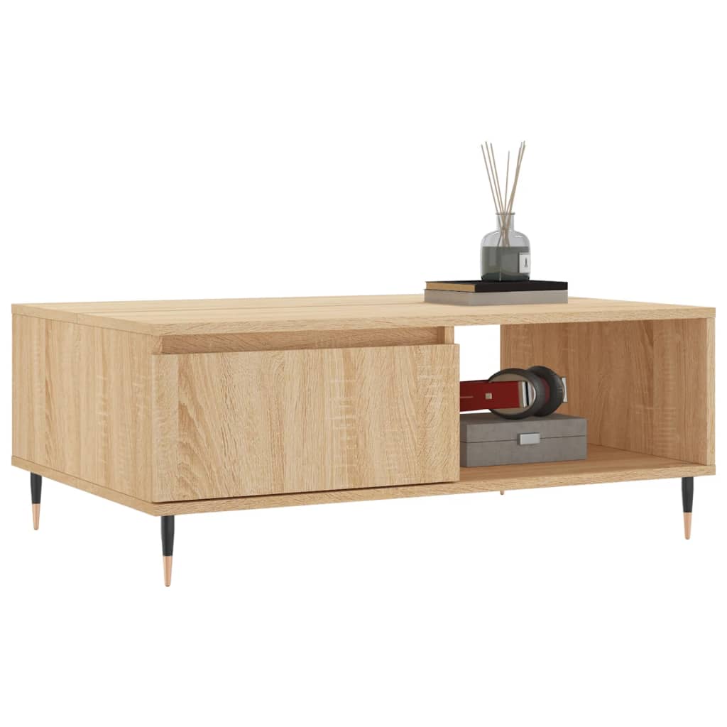 Table basse chêne sonoma 90x60x35 cm bois d'ingénierie