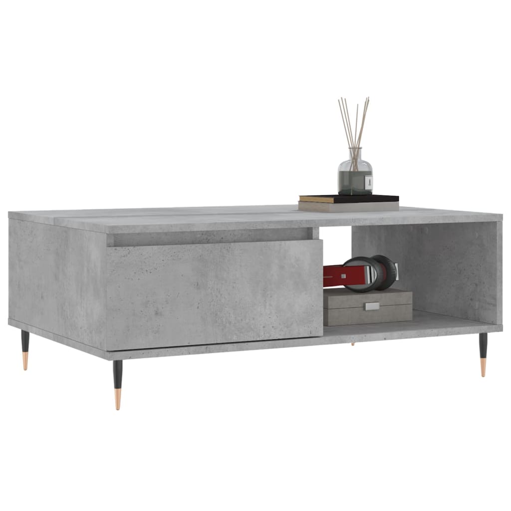 Table basse gris béton 90x60x35 cm bois d'ingénierie