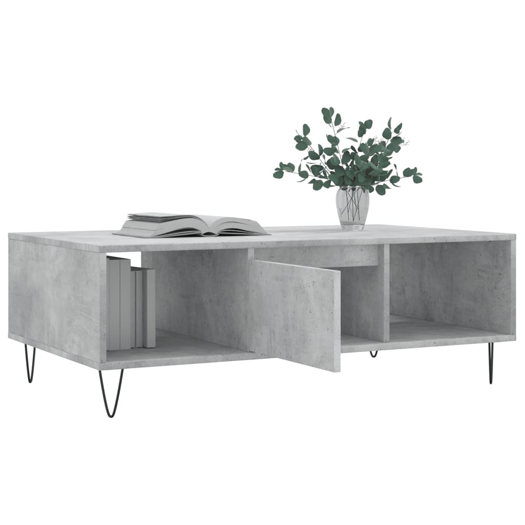 Betongrauer Couchtisch 104x60x35 cm, Holzwerkstoff