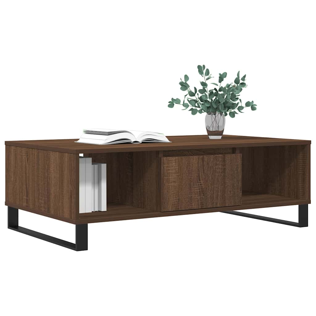 Table basse chêne marron 104x60x35 cm bois d'ingénierie