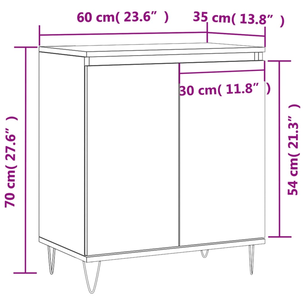 Weißes Sideboard 60x35x70 cm. Holzwerkstoff