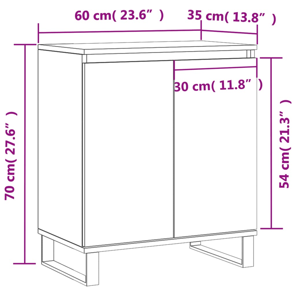 Buffet Blanc 60x35x70 cm Bois d'ingénierie