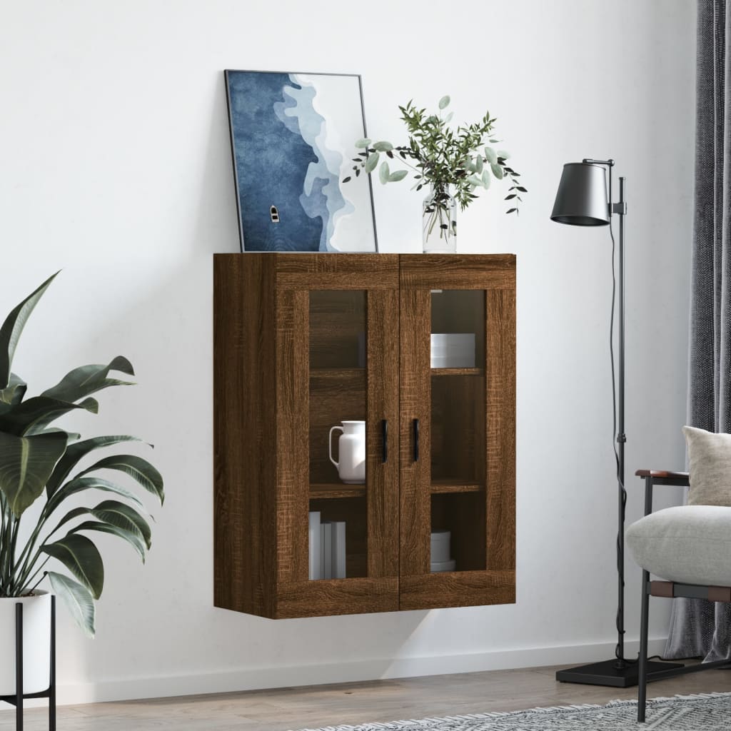 Brown oak wall cabinet 69.5x34x90 cm