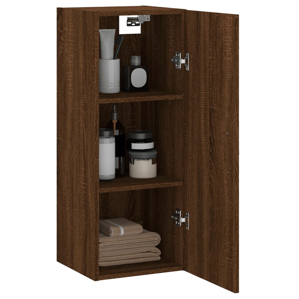 Wandschrank aus braunem Eichenholz, 34,5 x 34 x 90 cm