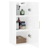 Wall cabinet glossy white 34.5x34x90 cm