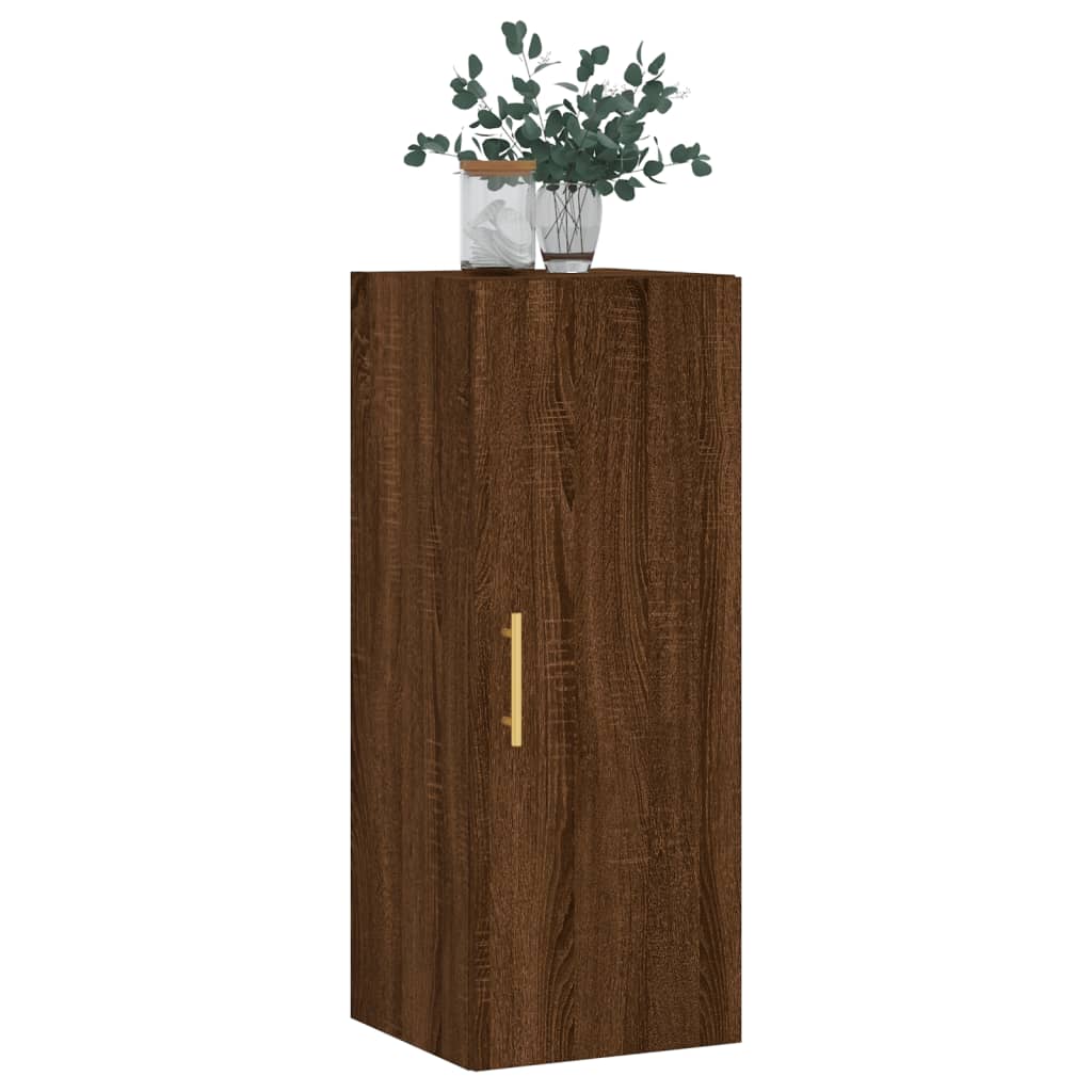 Wandschrank aus braunem Eichenholz, 34,5 x 34 x 90 cm