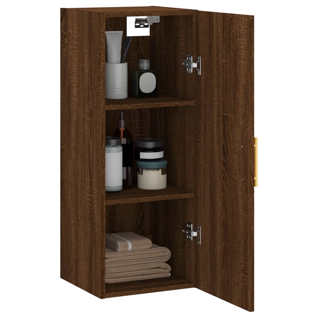 Wandschrank aus braunem Eichenholz, 34,5 x 34 x 90 cm