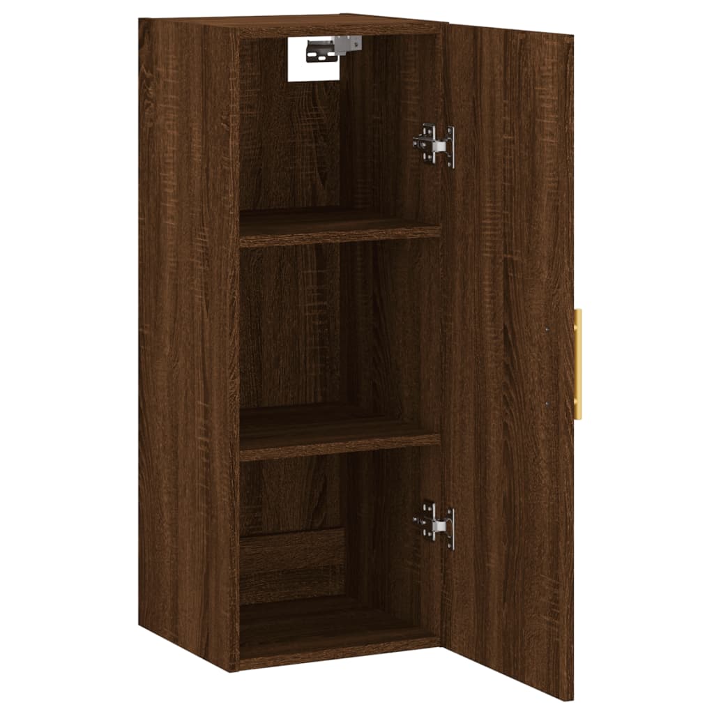 Wandschrank aus braunem Eichenholz, 34,5 x 34 x 90 cm