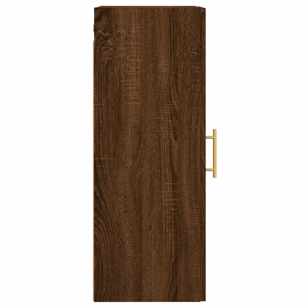 Wandschrank aus braunem Eichenholz, 34,5 x 34 x 90 cm