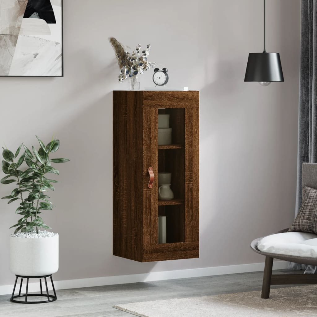 Brown oak wall cabinet 34.5x34x90 cm