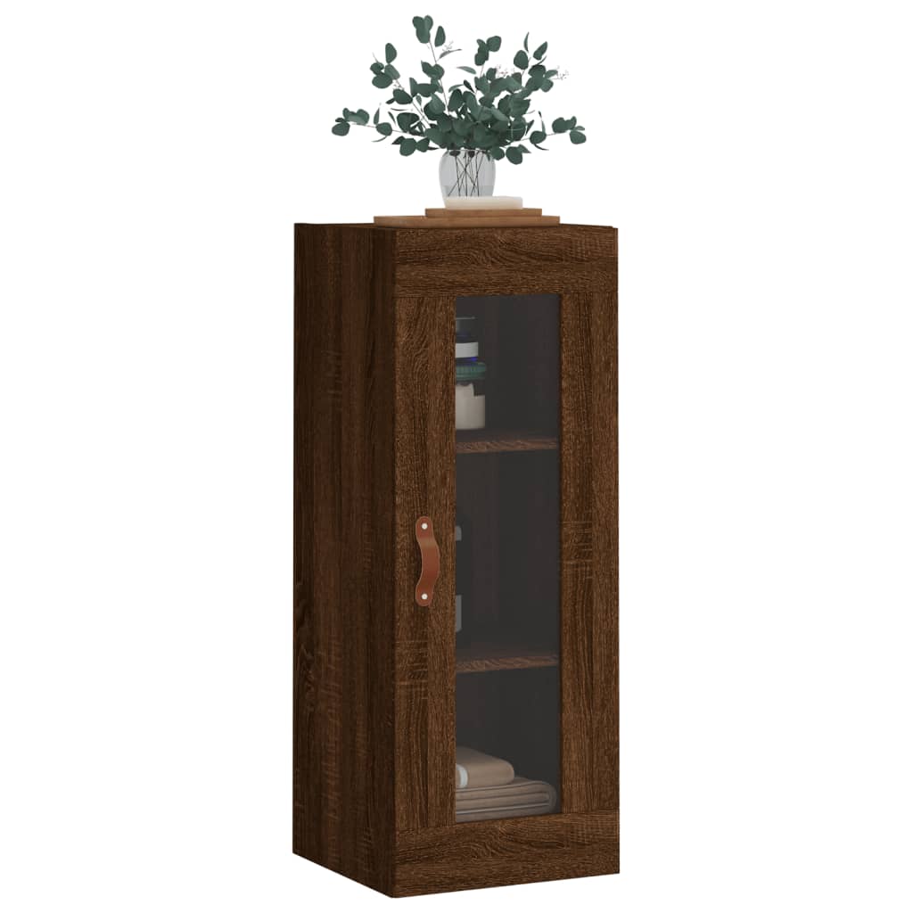 Brown oak wall cabinet 34.5x34x90 cm