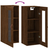 Wandschrank aus braunem Eichenholz, 34,5 x 34 x 90 cm