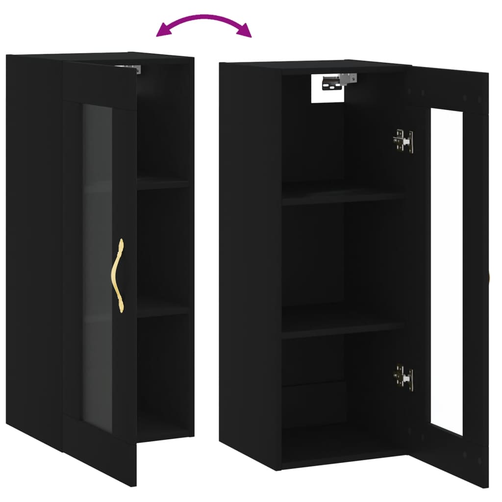 Schwarzer Wandschrank 34,5x34x90 cm