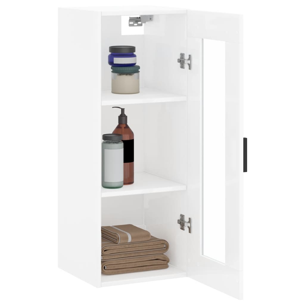 Armoire murale blanc brillant 34,5x34x90 cm