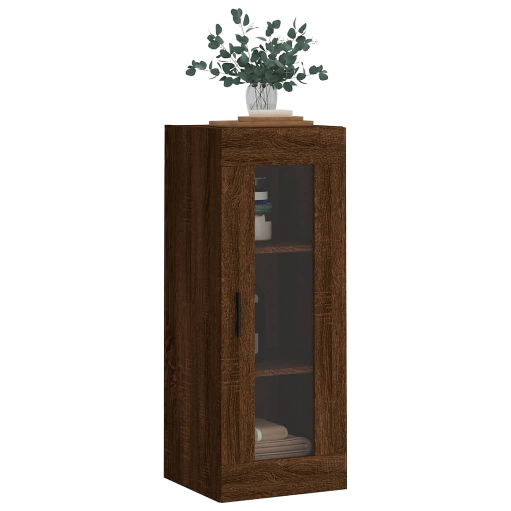 Wandschrank aus braunem Eichenholz, 34,5 x 34 x 90 cm