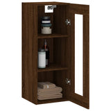 Wandschrank aus braunem Eichenholz, 34,5 x 34 x 90 cm