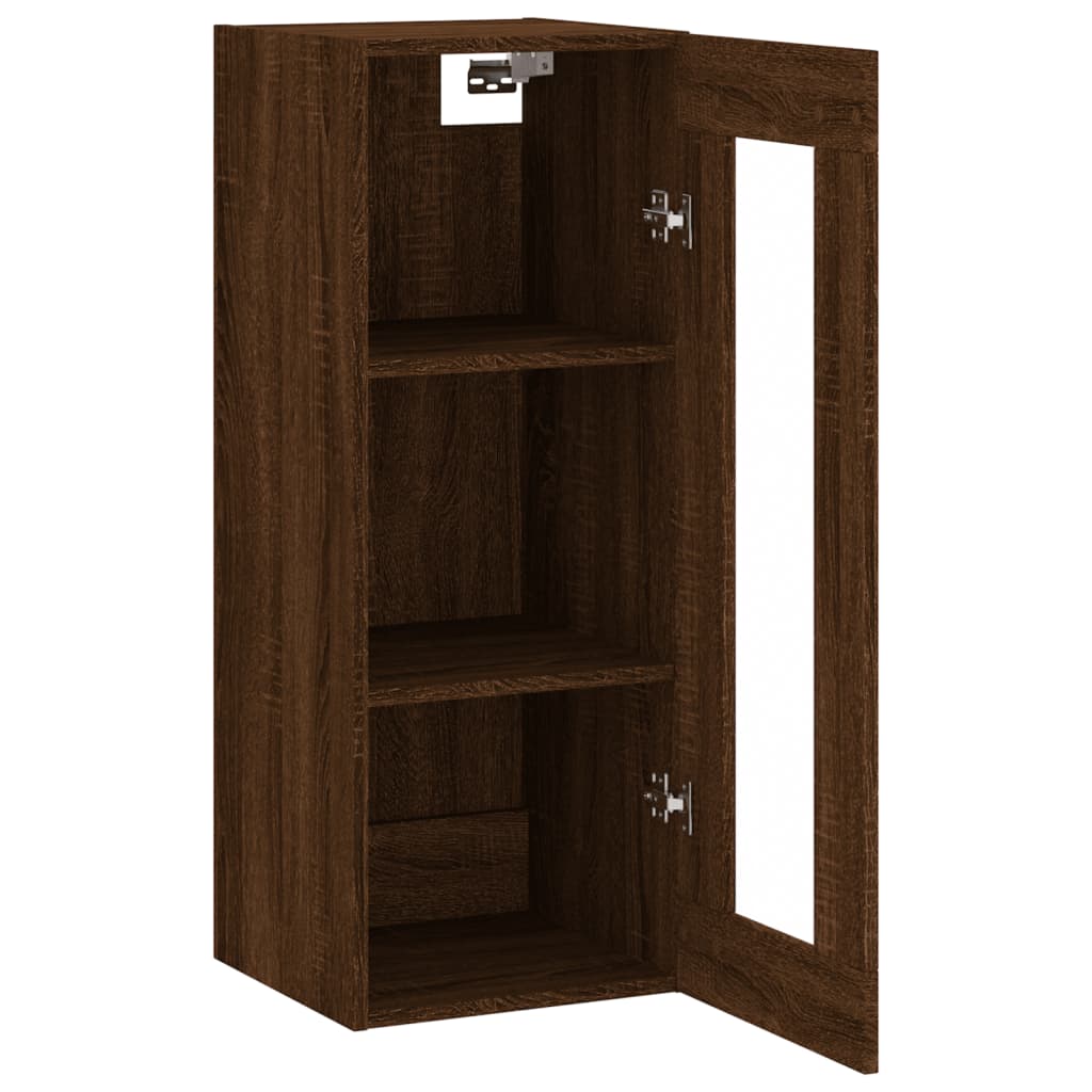 Wandschrank aus braunem Eichenholz, 34,5 x 34 x 90 cm