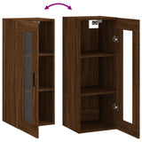 Wandschrank aus braunem Eichenholz, 34,5 x 34 x 90 cm