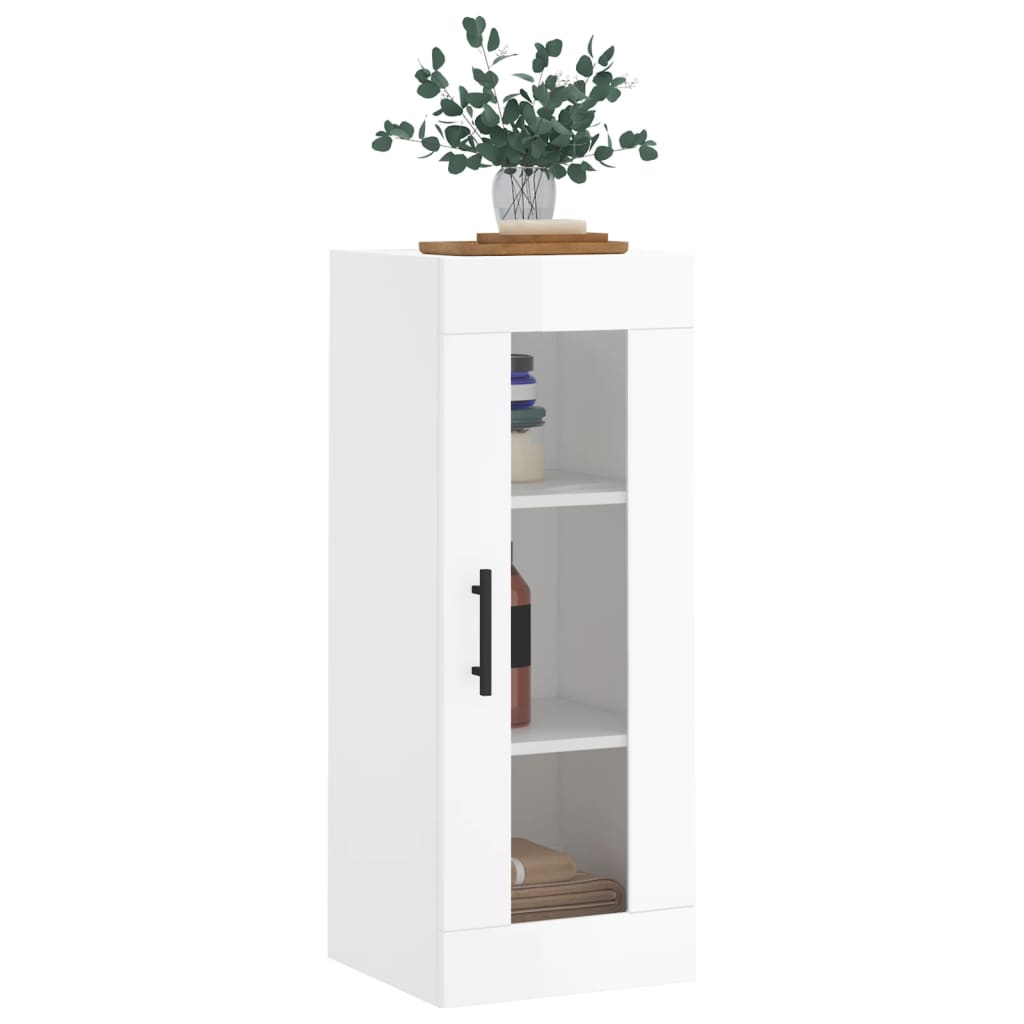 Wall cabinet glossy white 34.5x34x90 cm