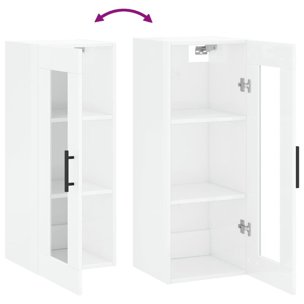 Wall cabinet glossy white 34.5x34x90 cm