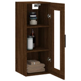 Wandschrank aus braunem Eichenholz, 34,5 x 34 x 90 cm