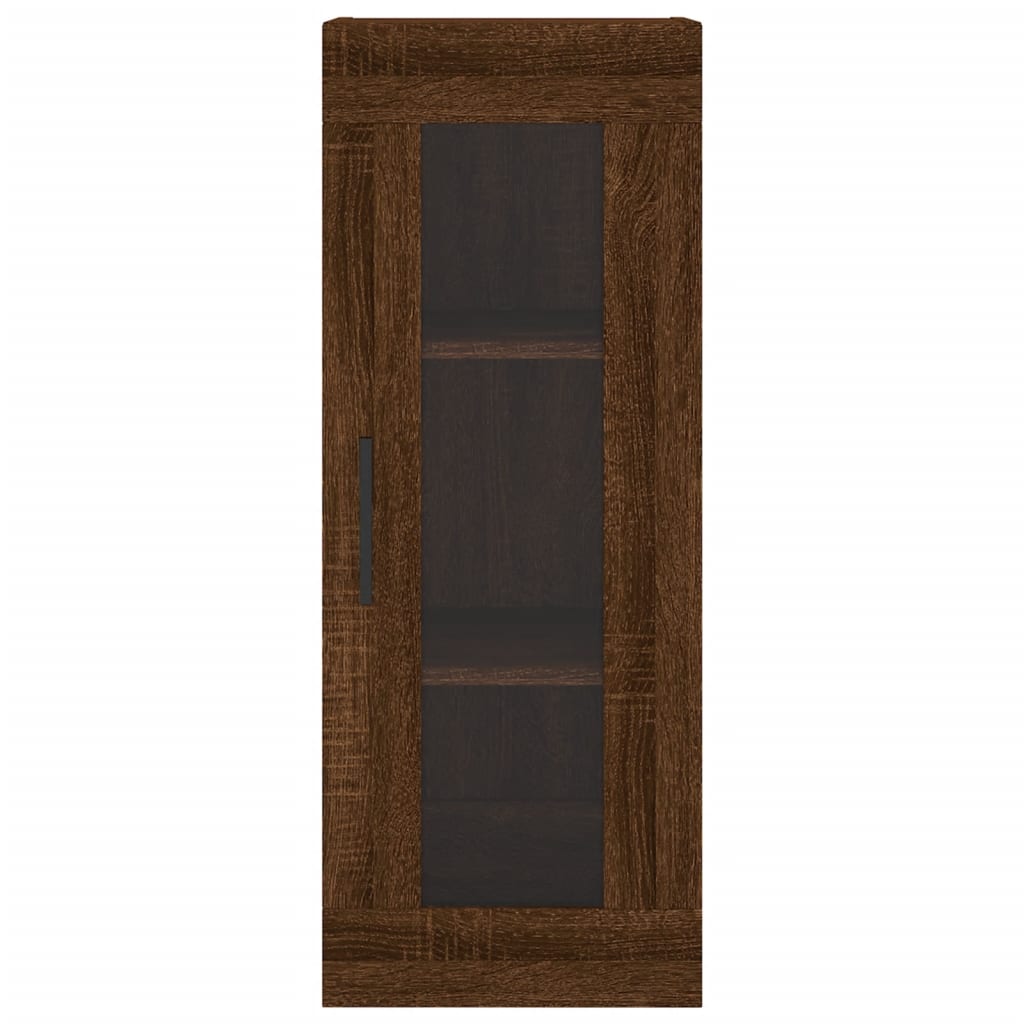 Wandschrank aus braunem Eichenholz, 34,5 x 34 x 90 cm